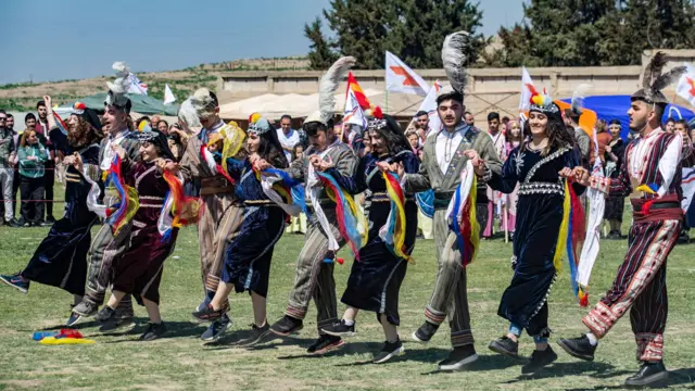 خلال احتفالات أكيتو في بلدة القحطانية شمال سوريا