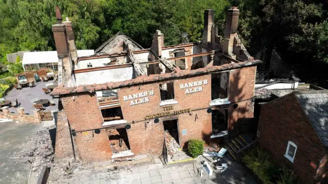 The remains of the Crooked House pub in the West Midlands