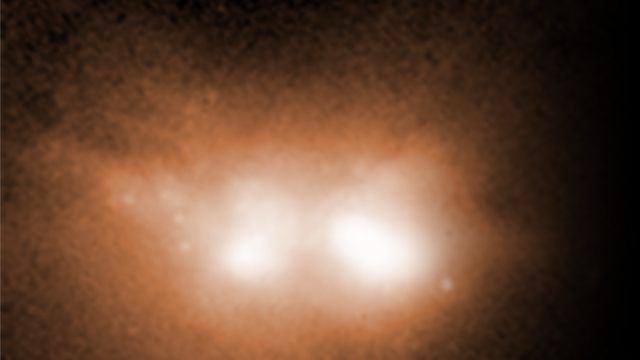 Fusão de duas galáxias, em imagem registrada pelo Telescópio Espacial Hubble