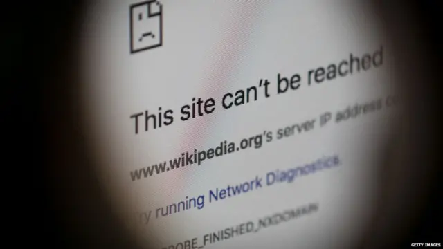 An error message for the blocked Wikipedia website page