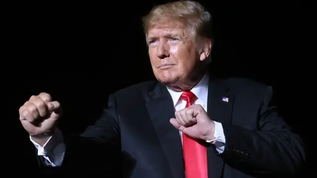 Former President Donald Trump speaks to supporters at a rally, Des Moines, Iowa, October 2021