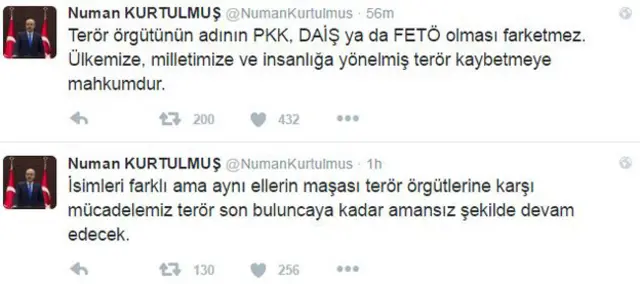 Numan Kurtulmuş'un tweetleri