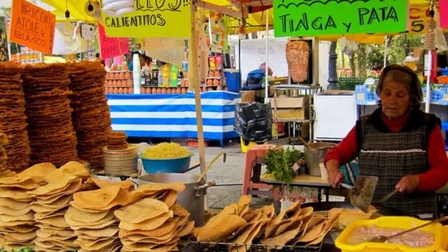 Un puesto de tostadas en México