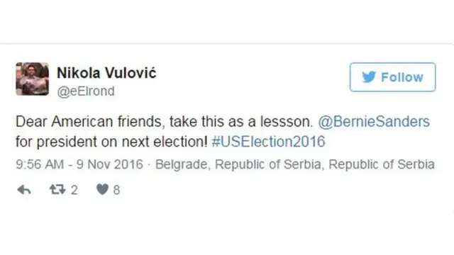 Bernie Sanders destekçisinden tweet