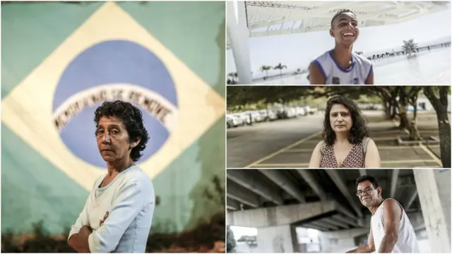 Sentido horário - Maria da Penha (foto maior), Matheus Araújo, Lia Rocha e Daniel Campos)