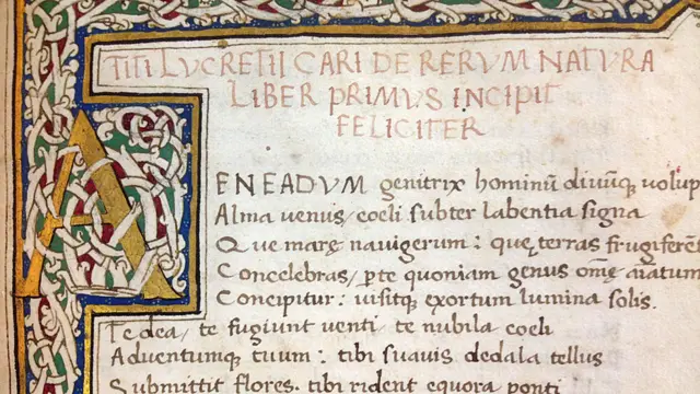 Otro hermoso principio del De Rerum Natura en una versión hecha en 1563 en Paris.