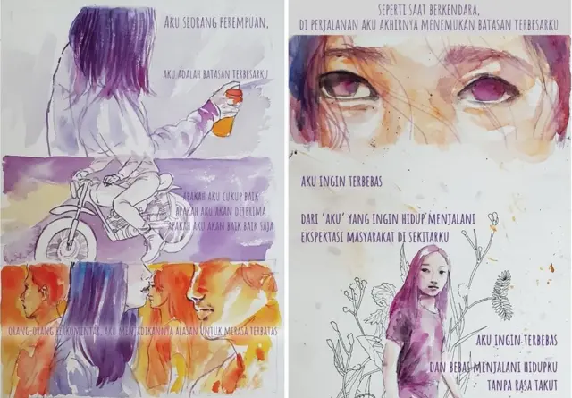 perempuan, batasan, ilustrasi, ilustrator
