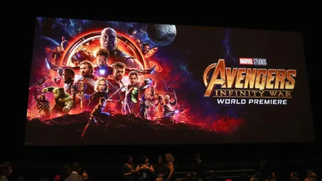 Promo for Avengers: Infinity War on the cinema screen