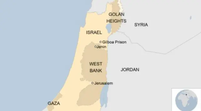 イスラエル周辺地域の地図