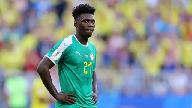 Lamine Gassama of Senegal looks dejected during the 2018 FIFA World Cup Russia group H match between Senegal and Colombia at Samara Arena on June 28, 2018 in Samara, Russia.