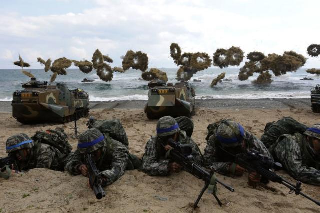 今年4月の米韓軍事演習では両軍による上陸作戦の演習もあった