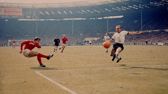 30th July 1966: Geoff Hurst scores England's third goal against West Germany in the World Cup final at Wembley Stadium