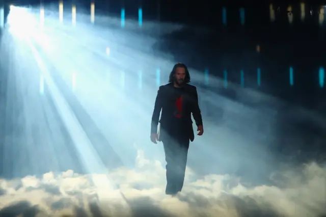 Keanu Reeves en la presentación de Cyberpunk 2077