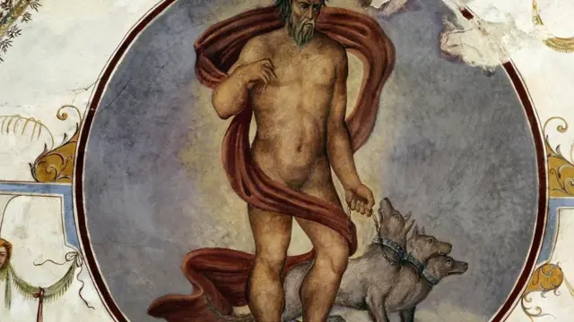 На фреске во дворце Палаццо Дукале в итальянском городе Кастильоне-дель-Лаго в Умбрии изображен Геракл и трехглавый Цербер