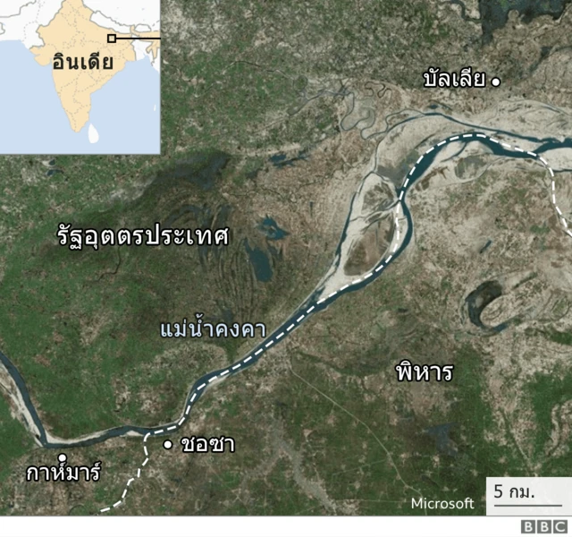 กราฟิกแผนที่แม่น้ำคงคา