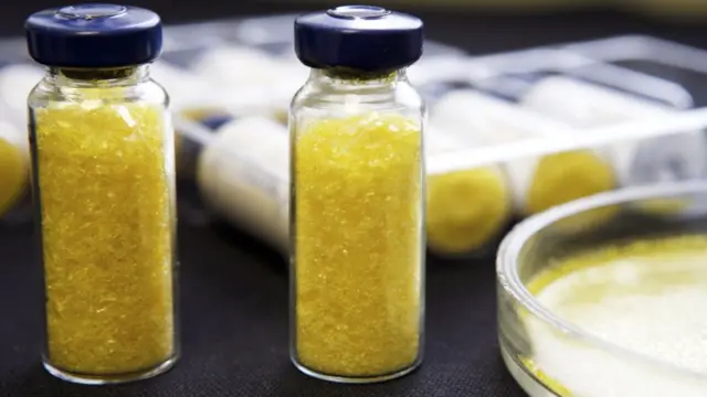 Yellow crystals of snake anti-venom