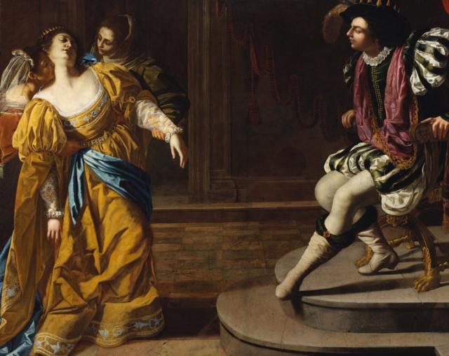 "Ester e Assuero" (Ester y Asuero), de Artemisia Gentileschi, de 1626-29 ca. Óleo sobre lienzo, 208.3 × 273.7 cm.