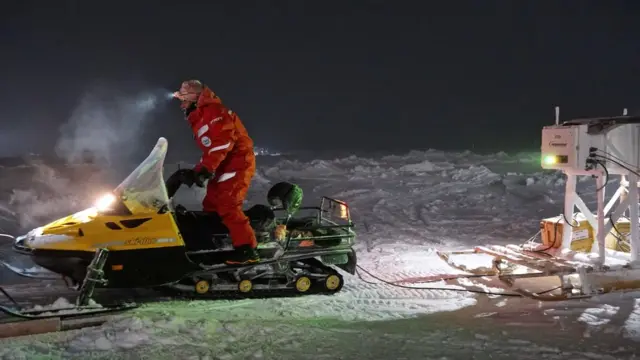 Vishnu riding a snow schooter