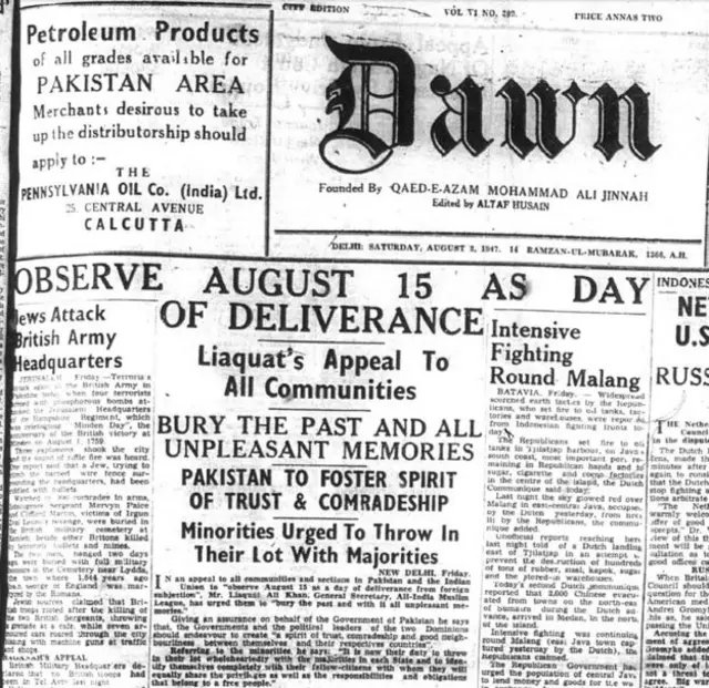 இந்தியா-பாகிஸ்தான் பிரிவினை காலகட்டத்தின் பத்திரிக்கை செய்திகள்