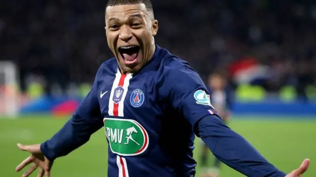 Kylian Mbappe celebrates