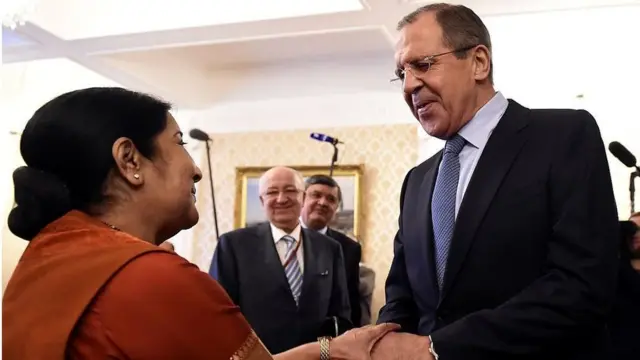 સુષમા સ્વરાજ સાથે રશિયાના વિદેશ મંત્રી