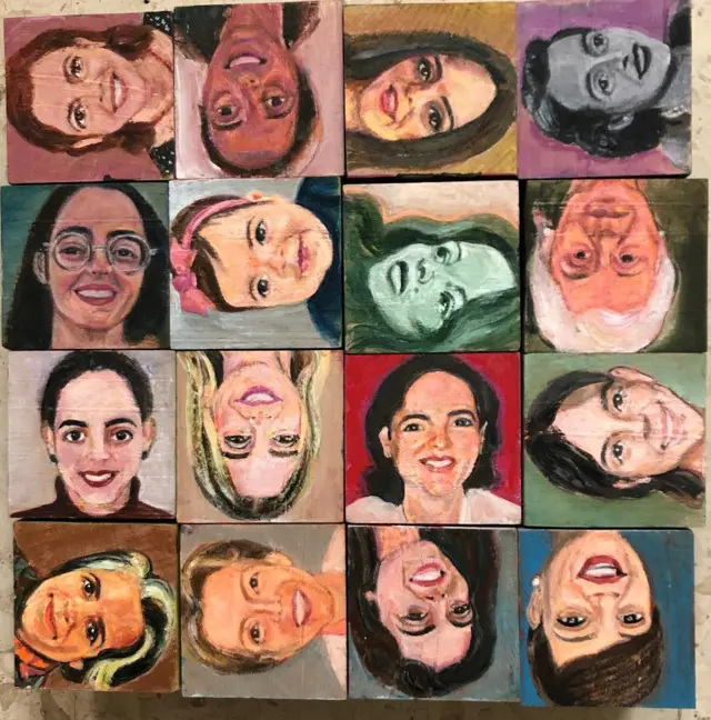 وجوه النساء في لوحة لفادي