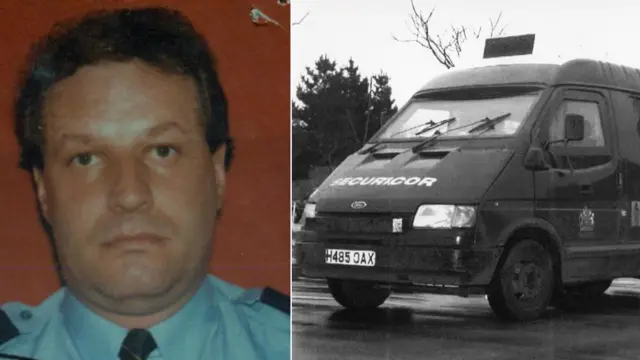 Eddie May in Securicor uniform and the van he drove