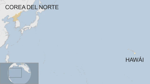Mapa Corea del Norte y Hawái