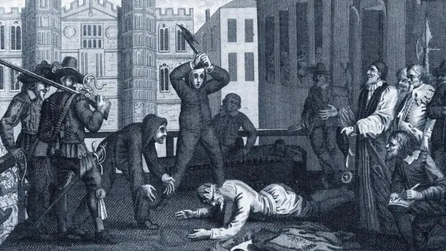 Un grabado de la decapitación del rey Charles I de Inglaterra