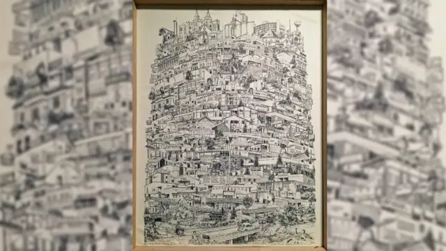 Cuadro con ilustración de Montevideo.