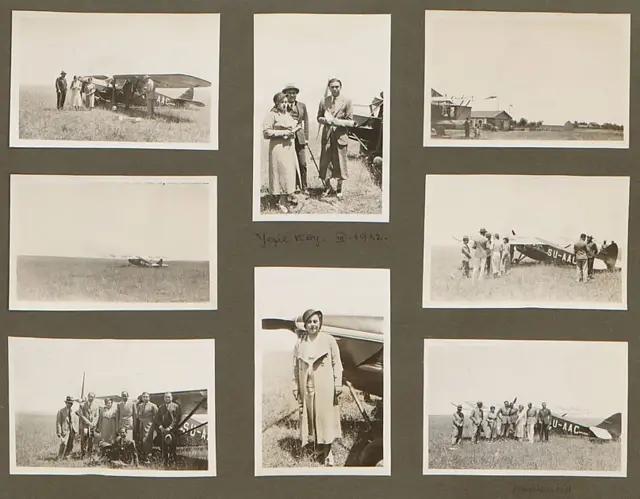 1932 yılında uçaklar havalanmadan önce ve havadayken, uçakların yanında çekilmiş fotoğraflar.