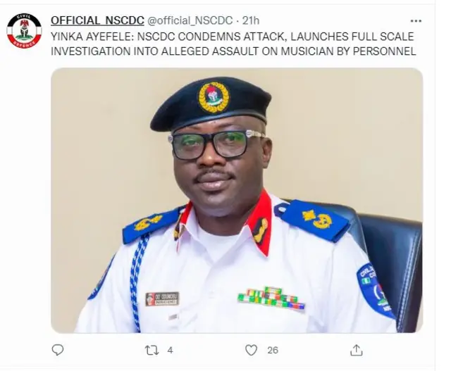 Ikede ti ileesẹ NSCDC fisita
