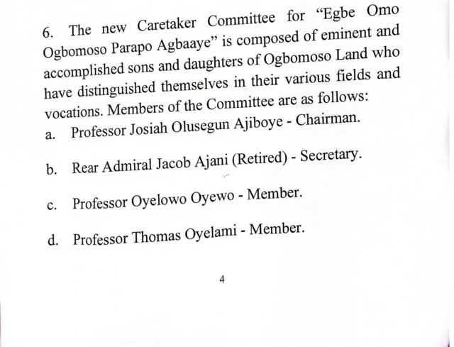 Ọrọ Aafin Ogbomoso lori ẹgbẹ Ogbomoso Parapo Agbaaye