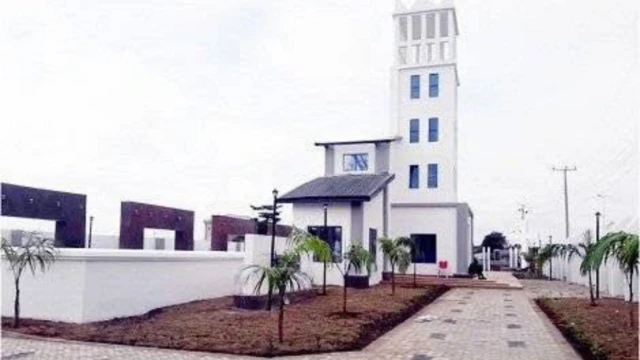Memorial park in white wit trees inside am
