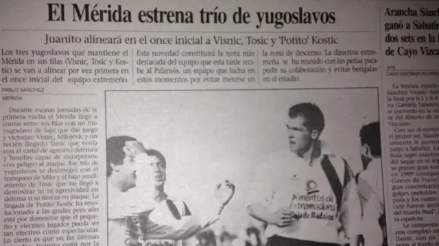 Чланак у локалном дневном листу из Мериде о југословенском трију