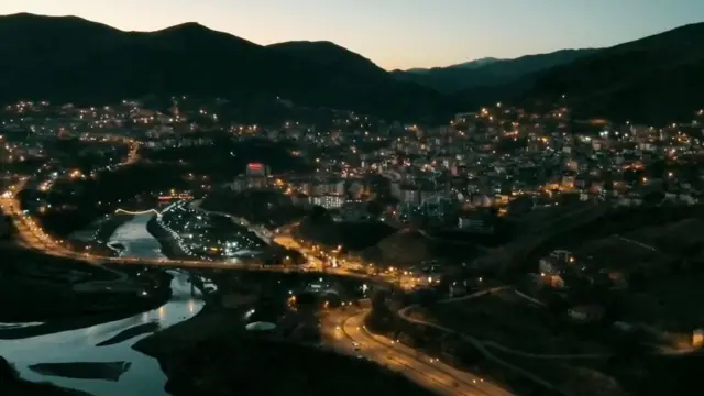 Tunceli'nin akşam saatlerinde havadan görünümü