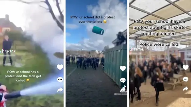 Protestolarla ilgili TikTok'tan ekran görüntüleri