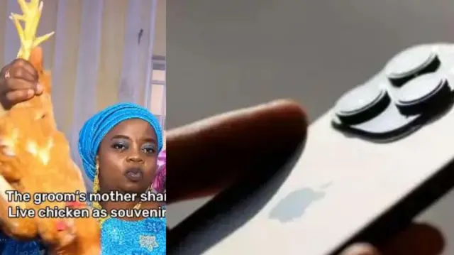 Aworan obinrin to mu adiẹ dani ati ọwọ to mu foonu dani