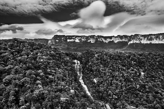 Rio Cotingo, em foto aérea de Sebastião Salgado
