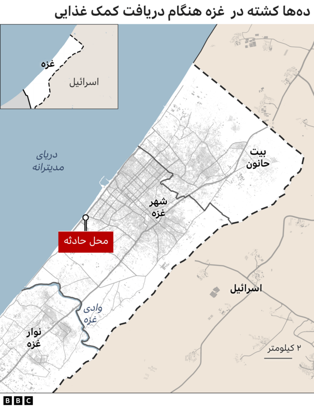 نقشه محل تیراندازی به فلسطینی‌ها 