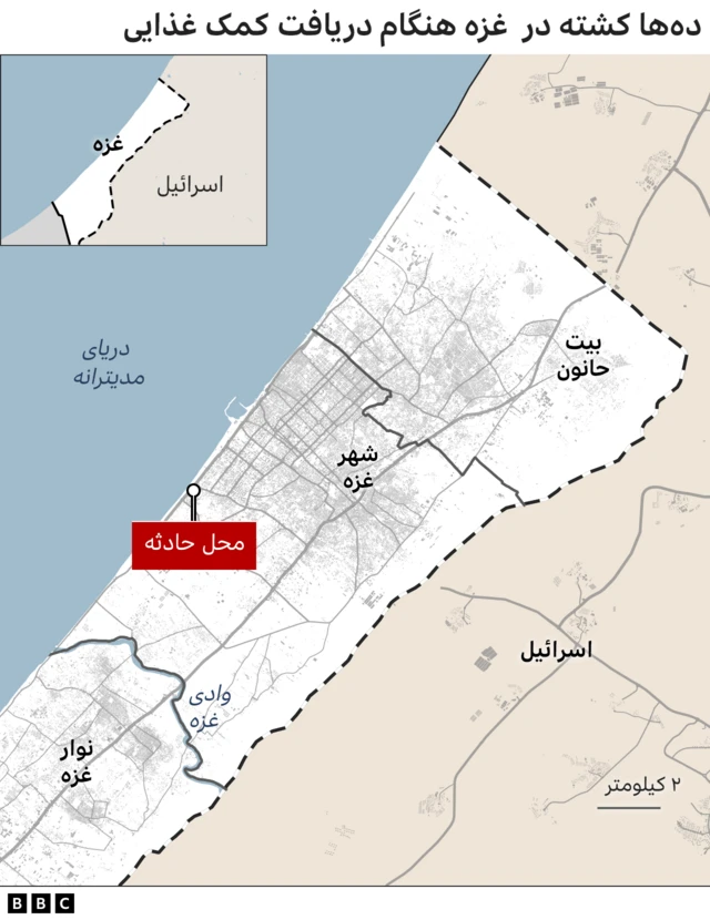 نقشه محل تیراندازی به فلسطینی‌ها 