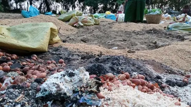 ရေလယ်ကျွန်းစစ်ရှောင်တွေအတွက် လှူထားတဲ့ရိက္ခာတွေ ဖျက်ဆီးခံရ