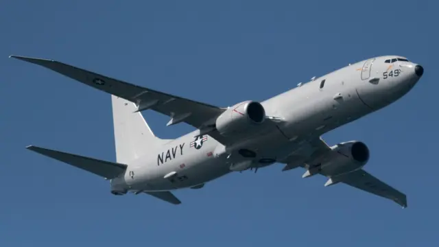 El Boeing P-8 Poseidón volando en 2019.