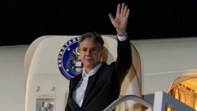 Antony Blinken ubwo yari ageze muri Afurika y'epfo mu ntangiriro y'uruzinduko rwe muri Afurika, ku itariki ya 7/8/2022