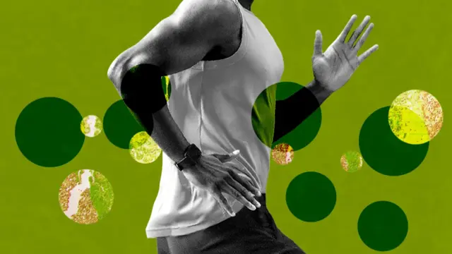 跑步中的男子身體散發出氣味的合成圖