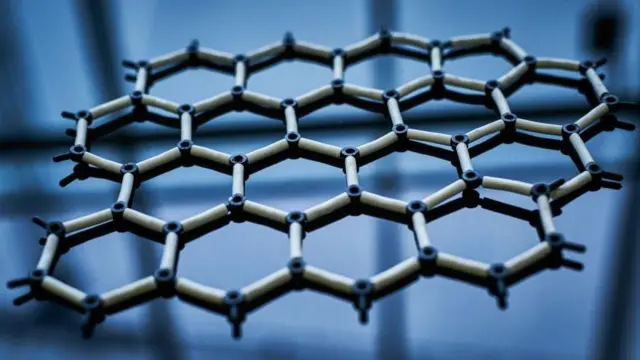 Estrutura hexagonal de grafeno em laboratório.