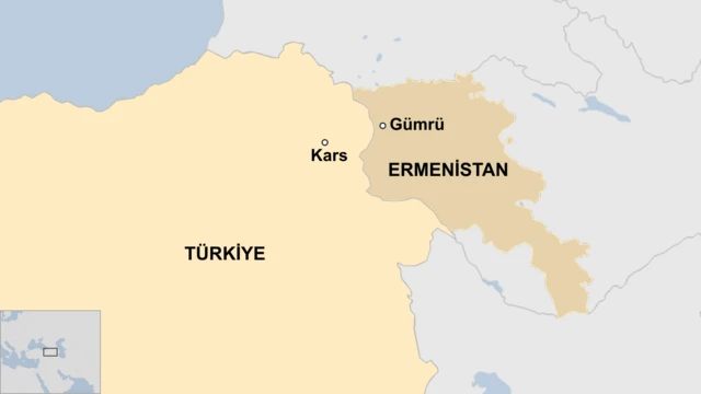 Türkiye Ermenistan Kars-Gümrü kentleri haritası