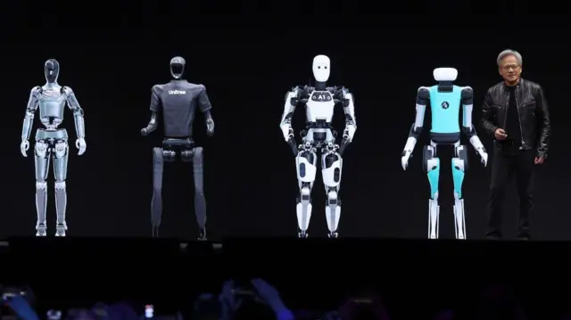 Nvidia CEO'su Jensen Huang ve robotlar 