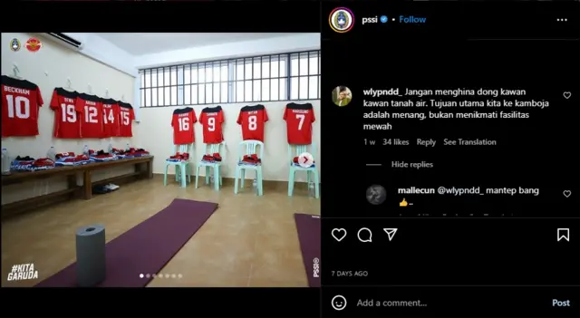 Tangkapan layar Instagram PSSI