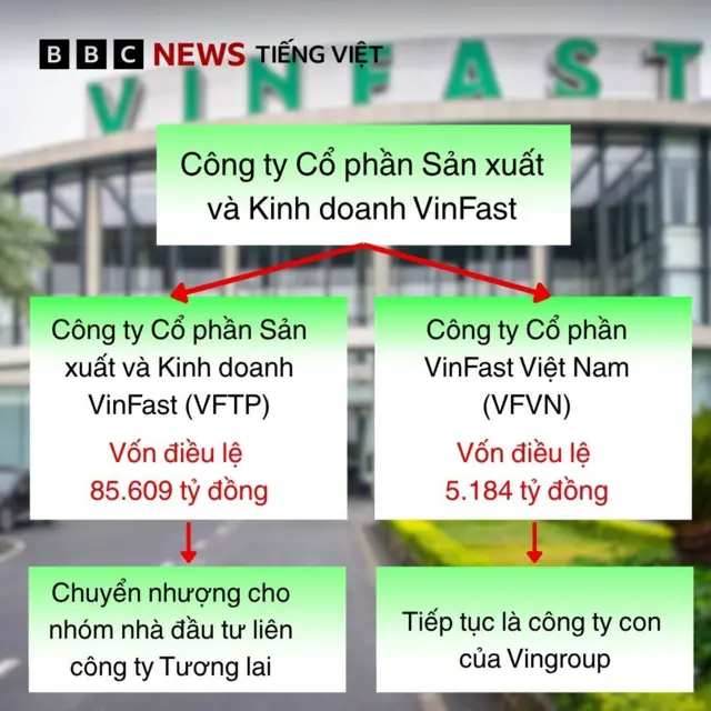 Đồ hoạ thể hiện việc tách VFTP thành 2 pháp nhân